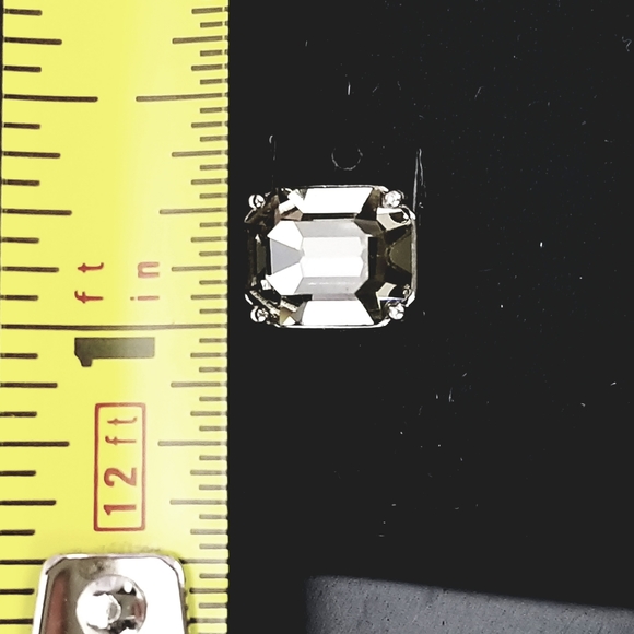 COACH Emerald Cut Stud Earrings Clear Gray Silver - Picture 3 of 4